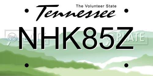 NHK85Z Tennessee License Plate