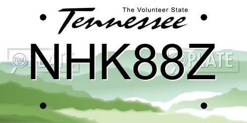 NHK88Z Tennessee License Plate