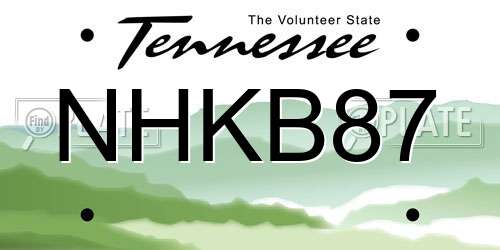NHKB87 Tennessee License Plate