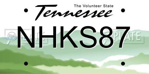 NHKS87 Tennessee License Plate
