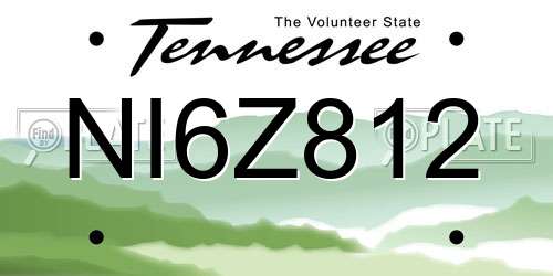 NI6Z812 Tennessee License Plate
