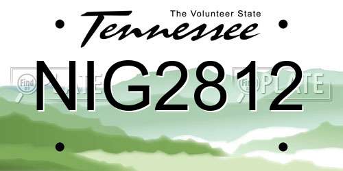 NIG2812 Tennessee License Plate