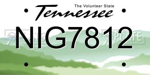 NIG7812 Tennessee License Plate