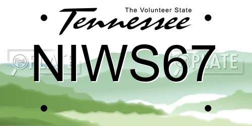 NIWS67 Tennessee License Plate