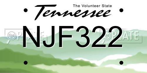 NJF322 Tennessee License Plate