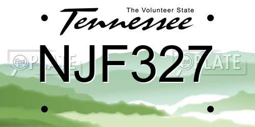 NJF327 Tennessee License Plate