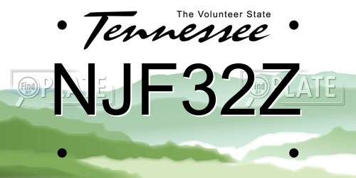 NJF32Z Tennessee License Plate