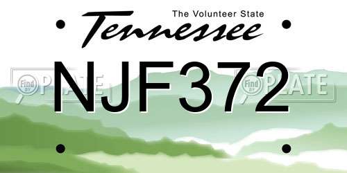 NJF372 Tennessee License Plate