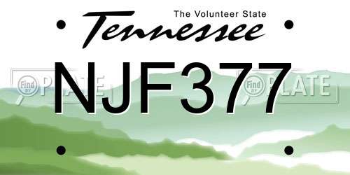 NJF377 Tennessee License Plate