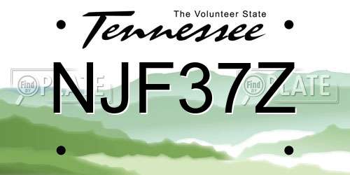 NJF37Z Tennessee License Plate