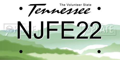 NJFE22 Tennessee License Plate