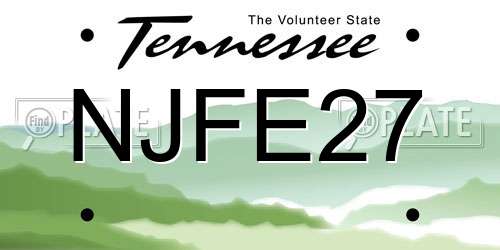 NJFE27 Tennessee License Plate
