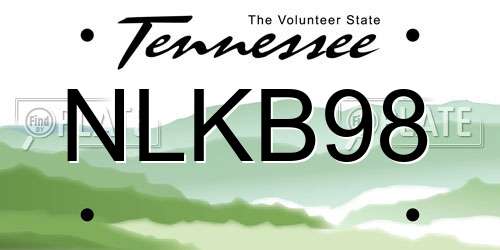 NLKB98 Tennessee License Plate