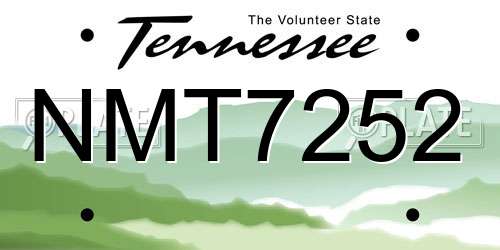 NMT7252 Tennessee License Plate
