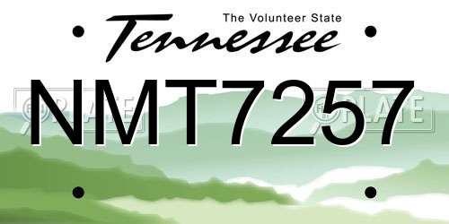 NMT7257 Tennessee License Plate