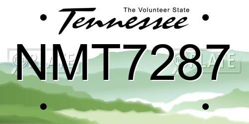 NMT7287 Tennessee License Plate