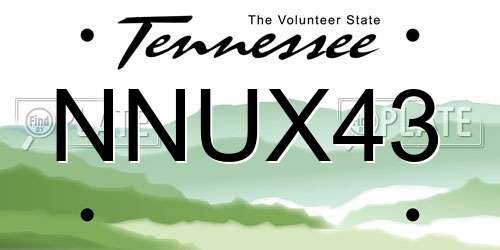 NNUX43 Tennessee License Plate