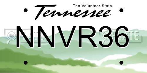 NNVR36 Tennessee License Plate