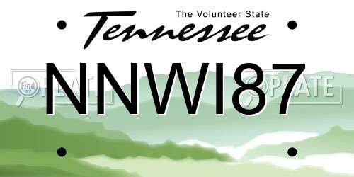 NNWI87 Tennessee License Plate