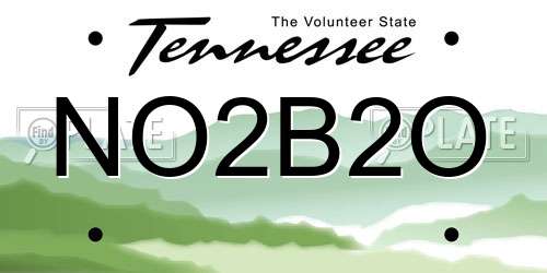 NO2B2O Tennessee License Plate