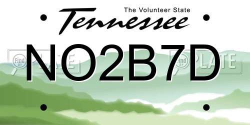 NO2B7D Tennessee License Plate