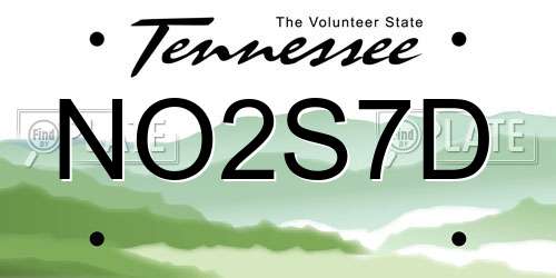NO2S7D Tennessee License Plate