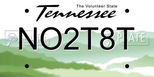 NO2T8T Tennessee License Plate