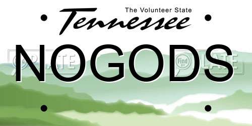 NOGODS Tennessee License Plate