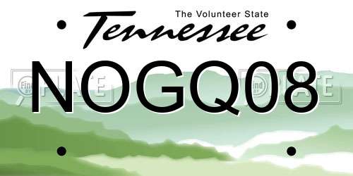 NOGQ08 Tennessee License Plate