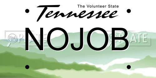 NOJOB Tennessee License Plate