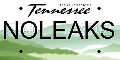 NOLEAKS Tennessee License Plate