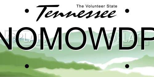 NOMOWDP Tennessee License Plate