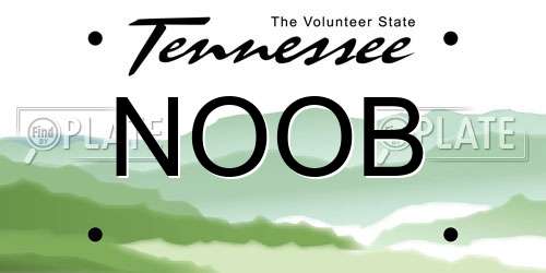 NOOB Tennessee License Plate