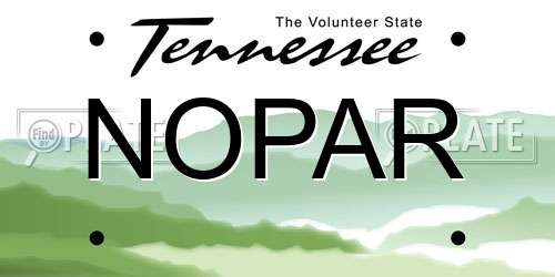 NOPAR Tennessee License Plate