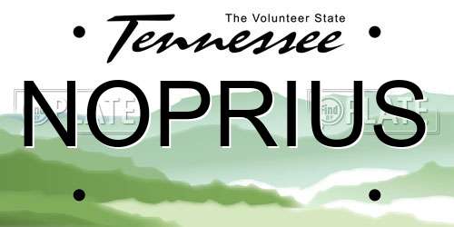 NOPRIUS Tennessee License Plate