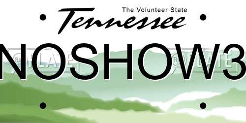 NOSHOW3 Tennessee License Plate