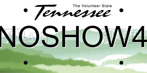 NOSHOW4 Tennessee License Plate