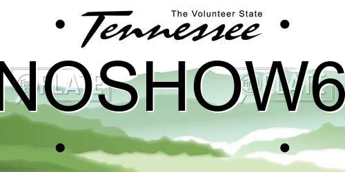NOSHOW6 Tennessee License Plate