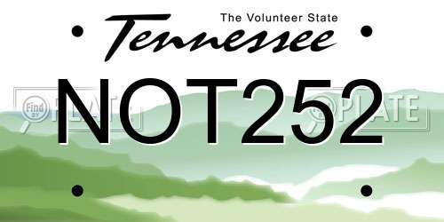 NOT252 Tennessee License Plate