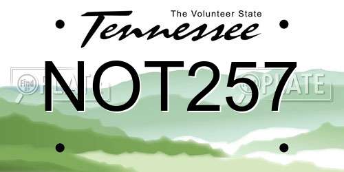 NOT257 Tennessee License Plate