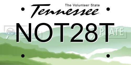 NOT28T Tennessee License Plate