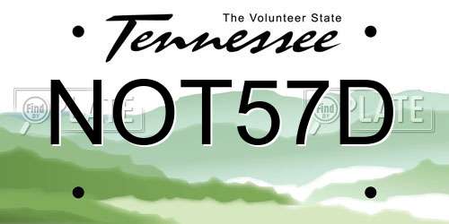 NOT57D Tennessee License Plate