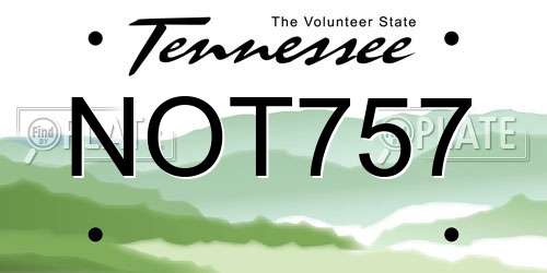 NOT757 Tennessee License Plate