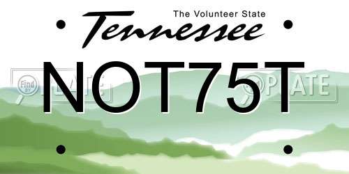 NOT75T Tennessee License Plate