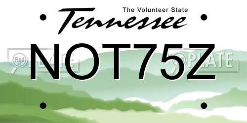 NOT75Z Tennessee License Plate