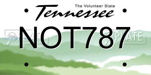 NOT787 Tennessee License Plate