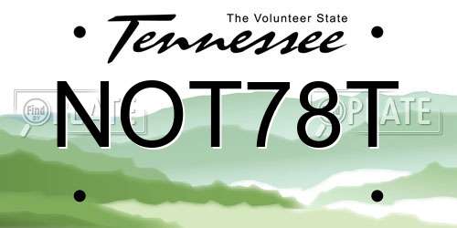 NOT78T Tennessee License Plate