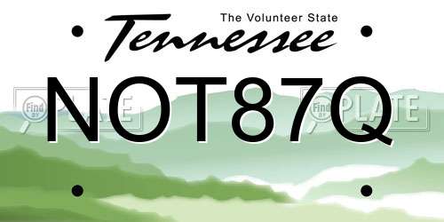 NOT87Q Tennessee License Plate