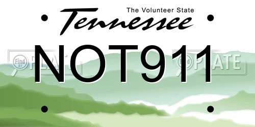 NOT911 Tennessee License Plate