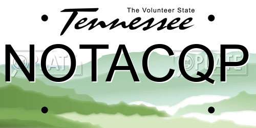 NOTACQP Tennessee License Plate